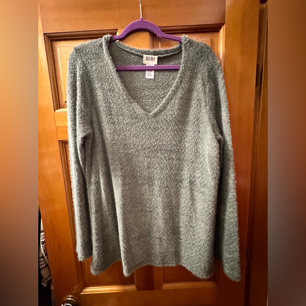 Grey V Neck BiBi Sweater